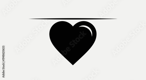 Black Heart Icon with Horizontal Line Divider