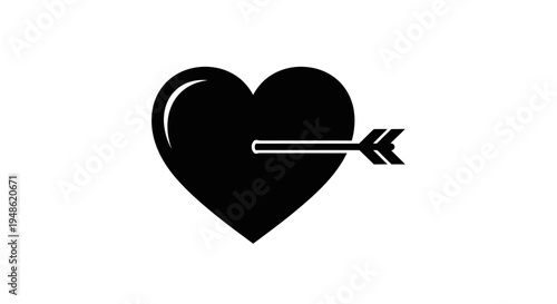 Black Heart Pierced by Arrow Icon - Love Symbol, Romance, Pain, Valentine's Day
