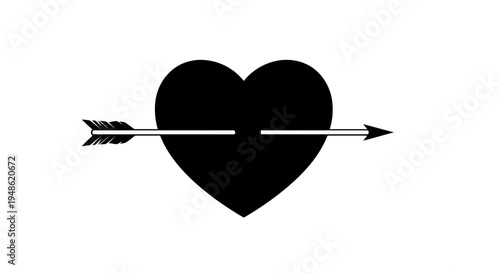Black Heart Pierced by Arrow Silhouette Icon