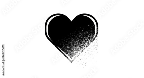 Black Heart Spray Paint Effect - Grunge Love Symbol