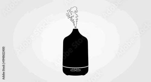 Aromatherapy Diffuser Emitting Steam, Modern Black Essential Oil Diffuser Silhouette