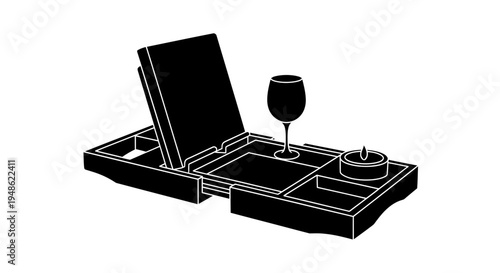 Bathtub Caddy Tray with Book, Wine Glass, and Candle for Relaxing Bath