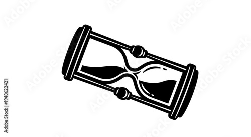 Black and white hourglass illustration, symbolizing time passing, urgency, and deadlines.
