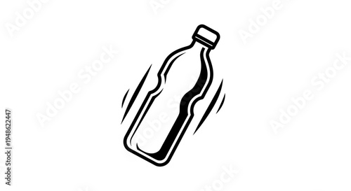 Black and White Icon of a Plastic Bottle with Motion Lines