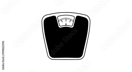 Black and White Scale Icon, Weight Measurement, Health and Fitness Concept