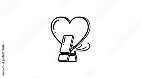 Smartphone Stand with Heart Symbol, Love for Technology, Mobile Device Holder