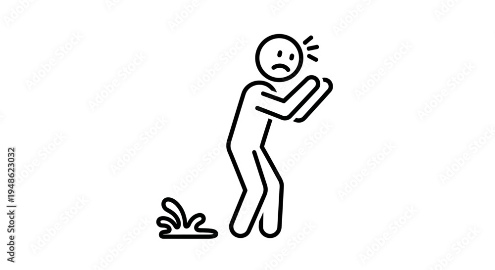 Fototapeta premium Person Slipping on Wet Floor Icon, Danger Sign, Warning Symbol