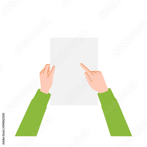 Top view hands pointing at blank document