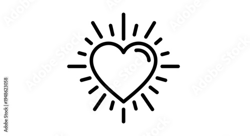 Radiant Heart Icon Symbolizing Love, Health, and Positive Energy
