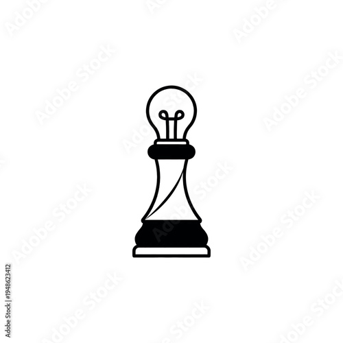 Chess Idea Icon – Light Bulb Chess Piece Minimal Vector