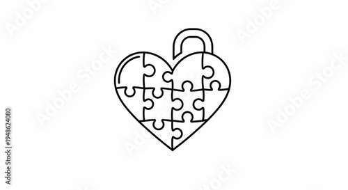 Heart Puzzle Lock Icon, Love Relationship Security, Valentine's Day Symbol