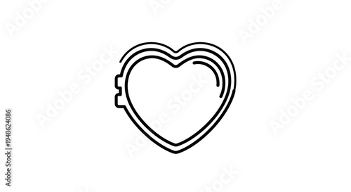 Heart shape lock icon, love symbol, security and protection concept, simple outline graphic