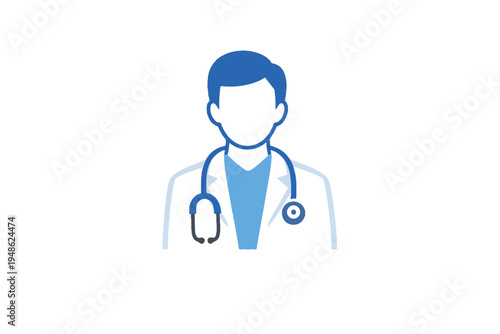 Minimalist medical vector, doctor character with stethoscope