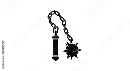 A black silhouette of a medieval flail weapon with a spiked ball