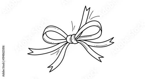 Hand Drawn Bow Tie Illustration - Elegant Ribbon Knot for Gift Wrapping and Decoration