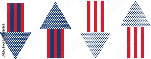Four patriotic arrows red blue white stars stripes