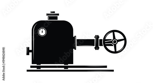 Black and white illustration of a vintage steam engine or locomotive component