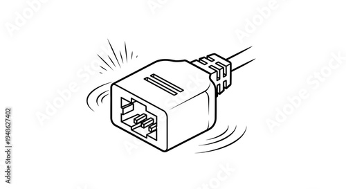 Damaged Ethernet Cable Connector Plug Showing Faulty Connection and Sparking