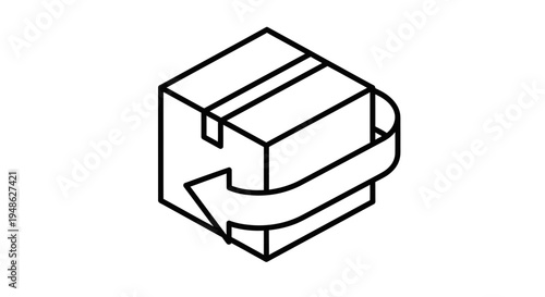 Delivery Box Return Arrow Icon, Shipping Package Reverse Logistics Concept
