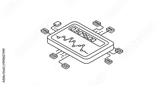 Digital Chip with Data Graph and Numbers, Technology Concept