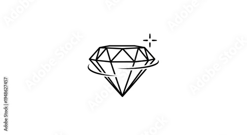 Diamond Icon Sparkle Shine Luxury Gemstone Vector Illustration