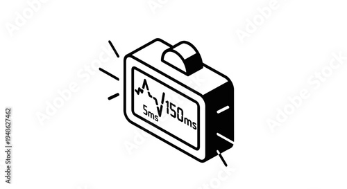 Digital Timer Device with Heartbeat ECG Waveform Display, Medical Technology Concept