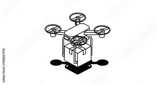 Drone delivering package, futuristic delivery service, aerial logistics, modern technology