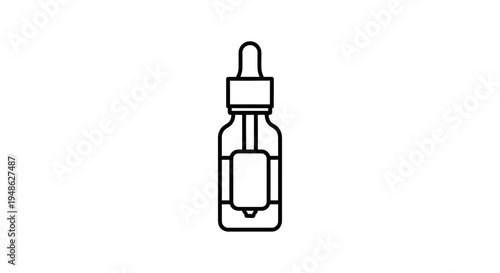 Dropper Bottle Icon, Essential Oil, Serum, Medicine, Cosmetic Product, Simple Line Art