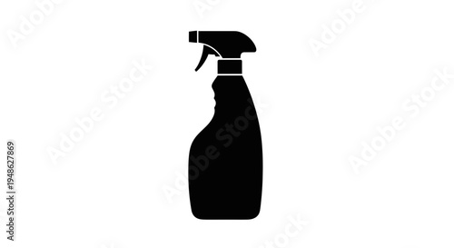 Black spray bottle icon, cleaning product, hygiene symbol, simple vector illustration