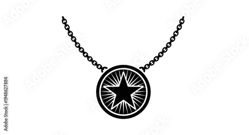 Black star pendant necklace on a white background, minimalist jewelry design