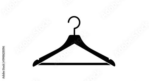Black Clothes Hanger Icon on White Background - Minimalist Design for Fashion and Storage