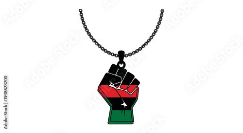 Black Power Fist Necklace Pendant with Pan-African Flag Colors