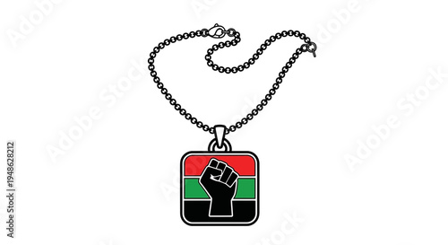 Black Power Fist Necklace Pendant, Pan-African Flag Colors, Symbol of Black Pride and Activism