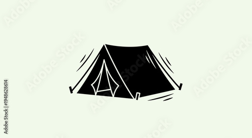 Vintage Tent Silhouette Icon, Camping Adventure Symbol, Outdoor Recreation Graphic