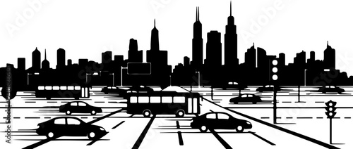 Big Ben London skyline cityscape silhouette with urban buildings and tower landmark at night