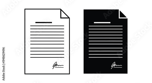 Two documents one white one black each with lines of text and a signature