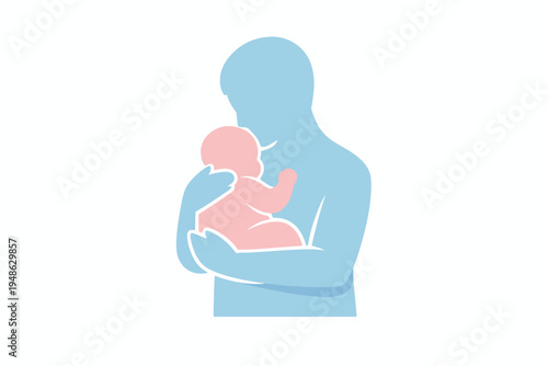 Minimalist parenting and childcare vector, parent holding baby