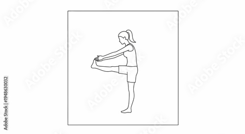 Woman stretching leg in yoga pose, balance and flexibility exercise