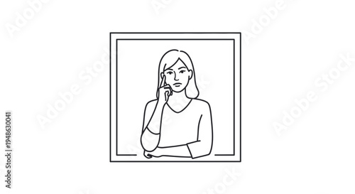 Woman Thinking Pensive Pose Hand on Chin Contemplating Idea Strategy Decision