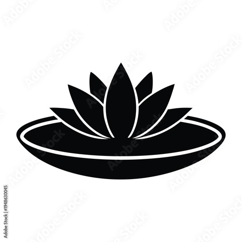 Water Lily Pond Minimal Silhouette Vector Icon