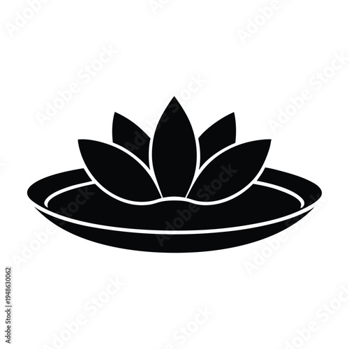 Water Lily Pond Minimal Silhouette Vector Icon