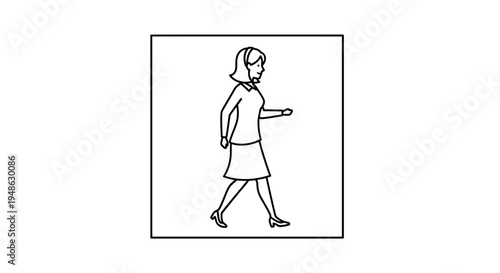 Woman Walking, Line Art Animation Frame, Business Professional, Simple Design
