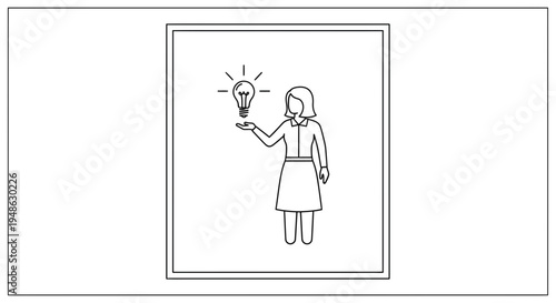 Woman Holding Light Bulb Idea Symbol, Innovation and Creativity Concept