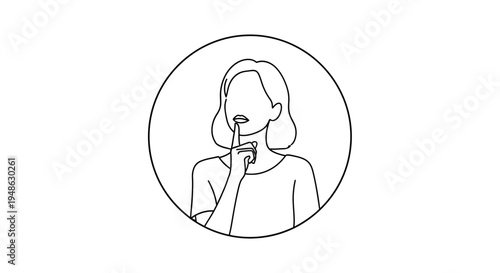 Woman making silence gesture, finger on lips, secret, quiet, hush, shhh, confidential, mystery, discreet