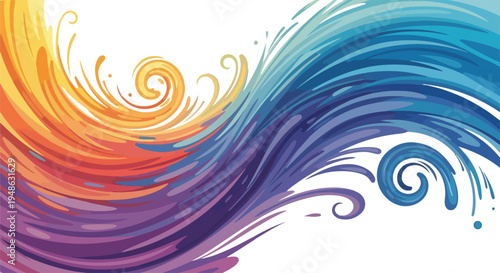 An abstract, colorful swirling design with gradients