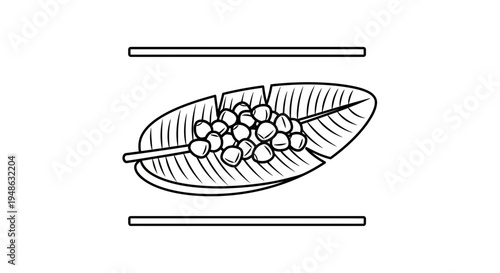 Traditional Indian Snack on Banana Leaf: Crispy Fritters on a Skewer