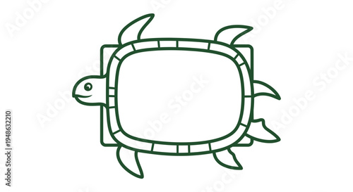 Turtle Frame Border Design, Cute Animal Illustration, Marine Life Icon