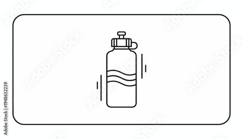 Water Bottle Icon with Wavy Stripes and Motion Lines - Healthy Hydration and Fitness Concept