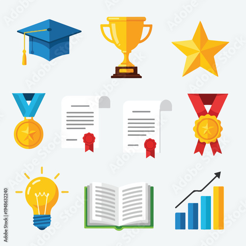 Collection of academic and achievement icons, various formats