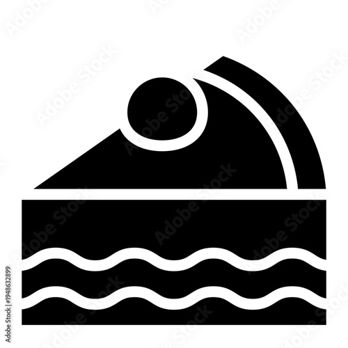 Piece of cake icon glyph style vector illustration.